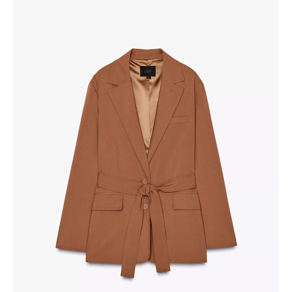 ZARA BLOGGERS FAV BELTED OVERSIZED BLAZER - Picture 2 of 5